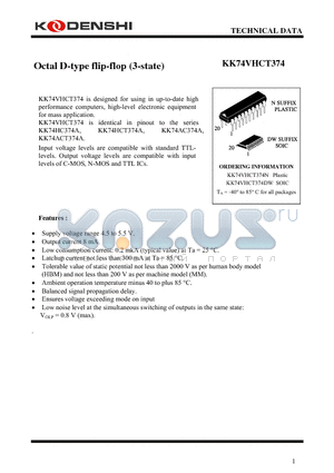 KK74VHCT374 datasheet - Octal D-type flip-flop (3-state)