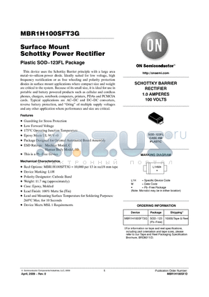 MBR1H100SFT3G datasheet - Surface Mount Schottky Power Rectifier