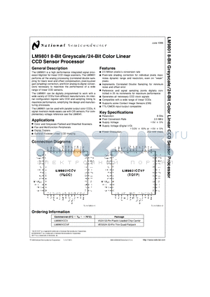 LM9801CCVF datasheet - Greyscale/24-Bit Color Linear CCD Sensor Processor