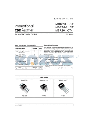 MBR20080CT datasheet - SCHOTTKY RECTIFIER