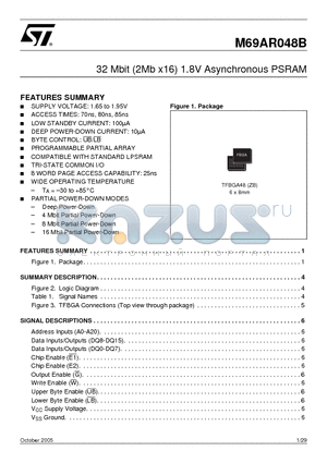 M69AR048B datasheet - 32 Mbit (2Mb x16) 1.8V Asynchronous PSRAM