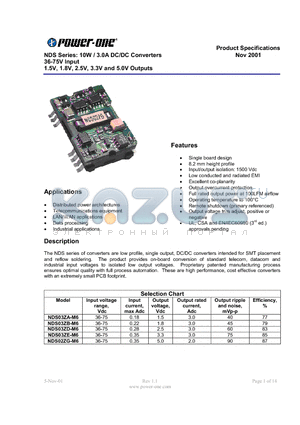 NDS03ZB-M6 datasheet - NDS Series: 10W / 3.0A DC/DC Converters 36-75V Input 1.5V, 1.8V, 2.5V, 3.3V and 5.0V Outputs