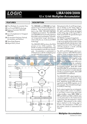 LMA1009 datasheet - 12 x 12-bit Multiplier-Accumulator