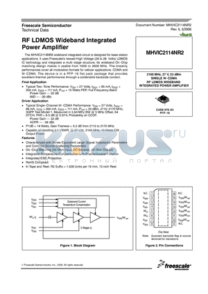 MHVIC2114NR2 datasheet - RF LDMOS Wideband Integrated Power Amplifier