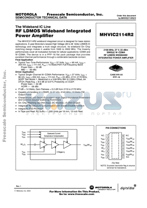 MHVIC2114R2 datasheet - RF LDMOS Wideband Integrated Power Amplifier