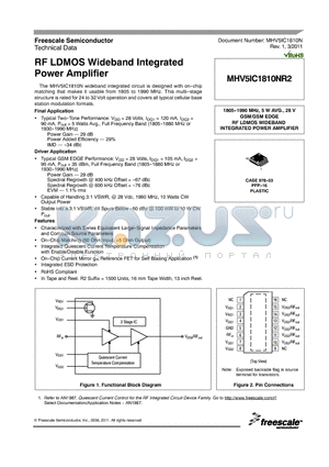 MHV5IC1810N_11 datasheet - RF LDMOS Wideband Integrated Power Amplifier