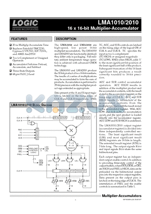 LMA2010JC25 datasheet - 16 x 16-bit Multiplier-Accumulator