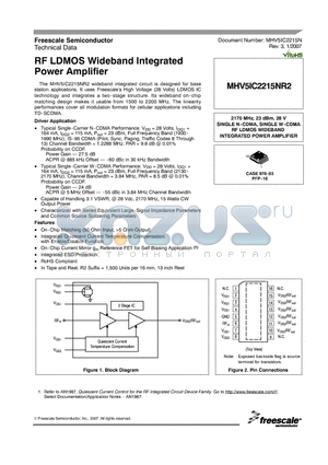 MHV5IC2215NR2_07 datasheet - RF LDMOS Wideband Integrated Power Amplifier