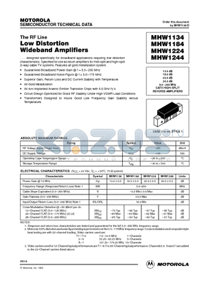 MHW1184 datasheet - Low Distortion Wideband Amplifiers