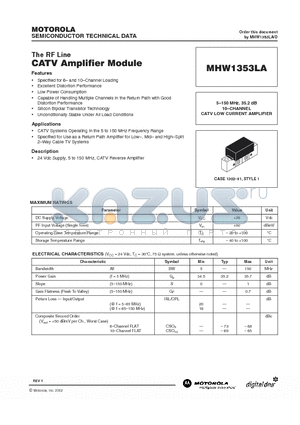 MHW1353LA datasheet - CATV AMPLIFIER MODULE