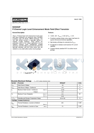 NDS352P datasheet - P-Channel Logic Level Enhancement Mode Field Effect Transistor