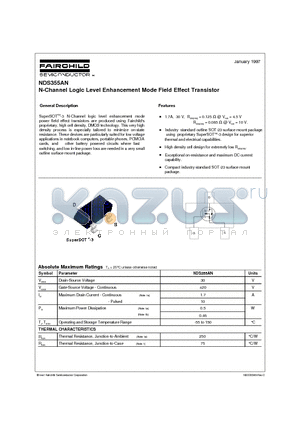 NDS355 datasheet - N-Channel Logic Level Enhancement Mode Field Effect Transistor