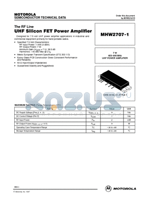 MHW2707-1 datasheet - UHF Silicon FET Power Amplifier
