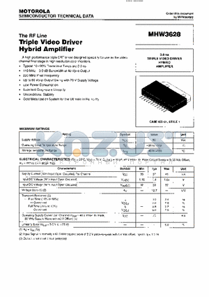 MHW3628 datasheet - Triple Video Driver Hybrid Amplifier
