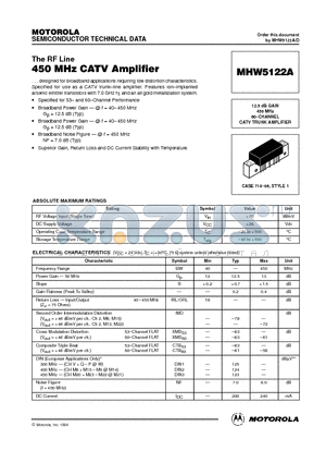 MHW5122 datasheet - 450 MHz CATV Amplifier