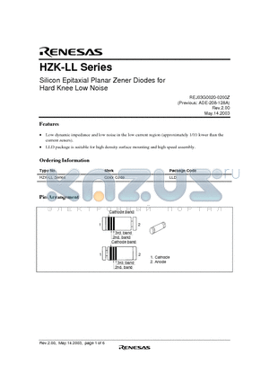HZK3CLL datasheet - Silicon Epitaxial Planar Zener Diodes for Hard Knee Low Noise