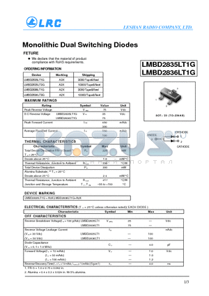 LMBD2836LT3G datasheet - Monolithic Dual Switching Diodes
