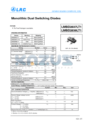 LMBD2837LT1 datasheet - Monolithic Dual Switching Diodes