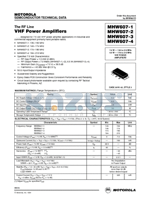 MHW607-2 datasheet - The RF Line VHF Power Amplifiers