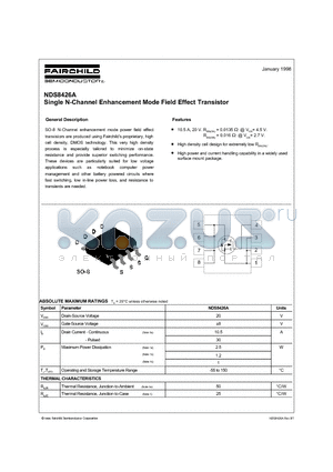 NDS8426A datasheet - Single N-Channel Enhancement Mode Field Effect Transistor