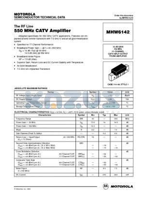 MHW6142 datasheet - 550 MHz CATV Amplifier