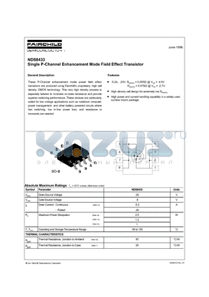 NDS8433 datasheet - Single P-Channel Enhancement Mode Field Effect Transistor