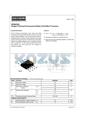 NDS8434A datasheet - Single P-Channel Enhancement Mode Field Effect Transistor