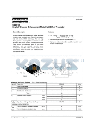 NDS8435 datasheet - Single P-Channel Enhancement Mode Field Effect Transistor