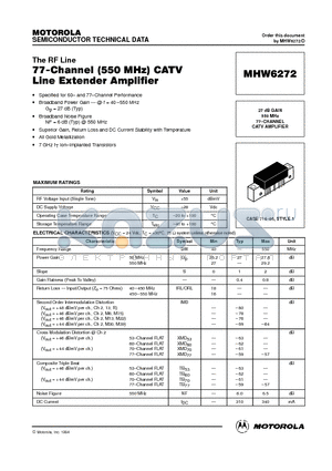 MHW6272 datasheet - 77-Channel(550 MHz) CATV Line Extender Amplifier