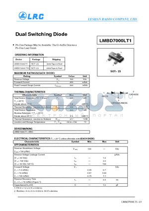 LMBD7000LT1G datasheet - Dual Switching Diode
