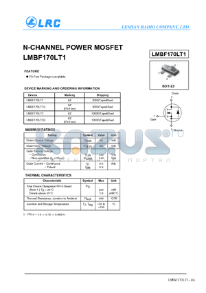 LMBF170LT3G datasheet - N-CHANNEL POWER MOSFET