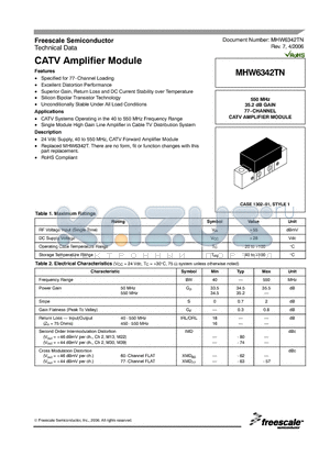 MHW6342TN datasheet - CATV Amplifier Module