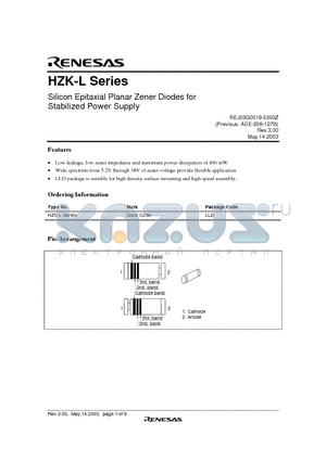 HZK6BL datasheet - Silicon Epitaxial Planar Zener Diodes for Stabilized Power Supply