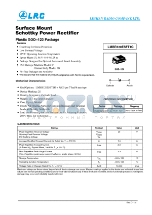 LMBR120ESFT1G datasheet - Surface Mount Schottky Power Rectifier Guardring for Stress Protection
