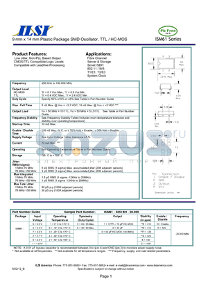 ISM61-1151AO-20.000 datasheet - 9 mm x 14 mm Plastic Package SMD Oscillator, TTL / HC-MOS