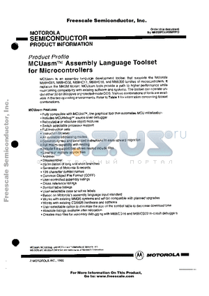 M68SMCUASMBB datasheet - MCUasm Assembly Language Toolset for Microcontrollers