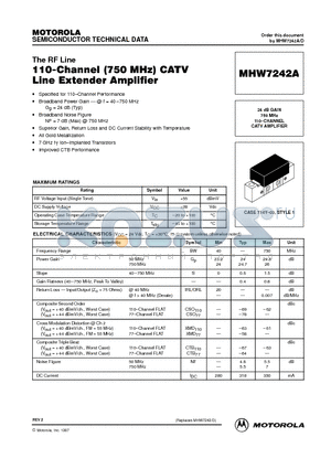 MHW7242A datasheet - 24 dB GAIN 750 MHz 110.CHANNEL CATV AMPLIFIER