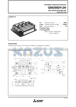 QM200DY-2H datasheet - HIGH POWER SWITCHING USE INSULATED TYPE