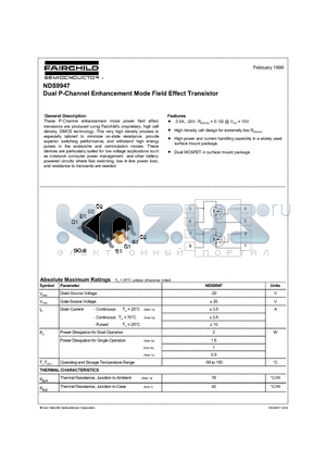 NDS9947 datasheet - Dual P-Channel Enhancement Mode Field Effect Transistor