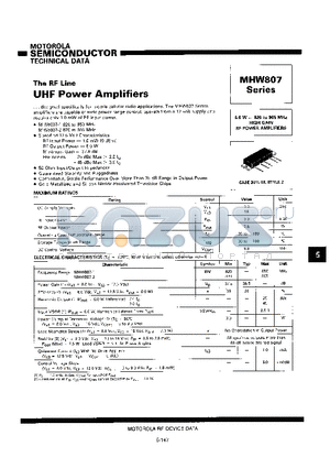 MHW807 datasheet - UHF POWER AMPLIFIERS