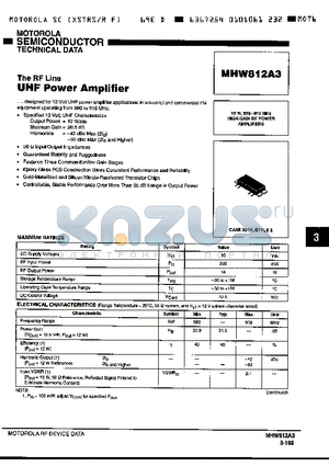 MHW812A3 datasheet - THE RF LINE UHF POWER AMPLIFIER
