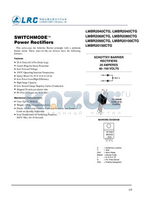 LMBR2080CTG datasheet - SWITCHMODE Power Rectifiers GuardRing for Stress Protection