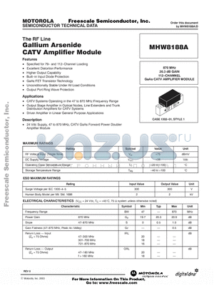 MHW8188A datasheet - GALLIUM ARSENIDE CATV AMPLIFIER MODULE