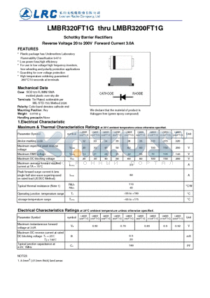 LMBR3200FT1G datasheet - Schottky Barrier Rectifiers Reverse Voltage 20 to 200V Forward Current 3.0A