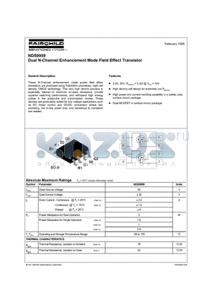 NDS9959 datasheet - Dual N-Channel Enhancement Mode Field Effect Transistor