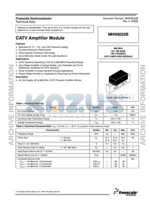 MHW8222B datasheet - CATV Amplifier Module