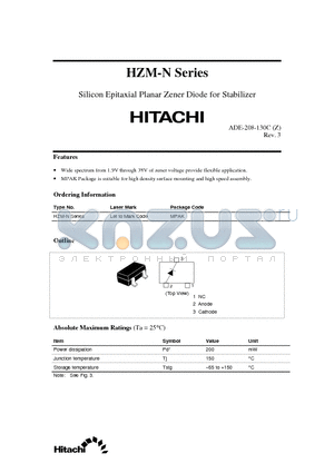 HZM datasheet - Silicon Epitaxial Planar Zener Diode for Stabilizer
