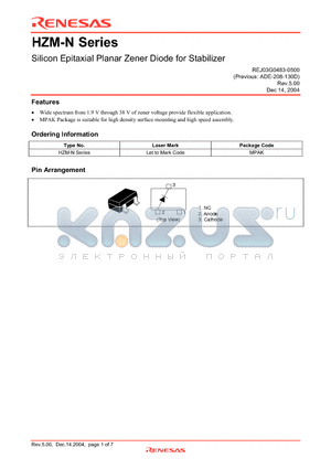 HZM10N datasheet - Silicon Epitaxial Planar Zener Diode for Stabilizer