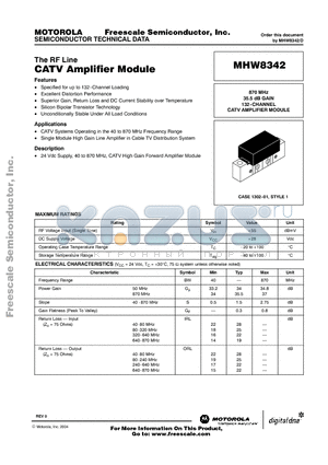 MHW8342 datasheet - CATV Amplifier Module