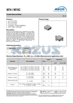 M74 datasheet - Double-Balanced Mixer